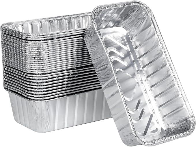2lb Aluminum Loaf Baking Pans,Heavy Duty Foil Baking Container for Baking Holiday Treats Food Storage, Takeout,Homemade or Commercial- 8.5 x 4.5 x 2.5 (50 Pack)