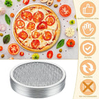 Dandat 12 Pieces 8 Inch Pizza Screen Round Aluminum Mesh Pans with Holes Bulk Seamless Pizza Trays for Oven Nonstick Baking Sheet Mesh Baking Screen for Party Kitchen Restaurant Cooking Supplies
