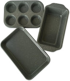 casaWare Toaster Oven 3-Piece Set (Silver Granite)