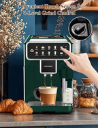 Fully Automatic Coffee Maker with Built-in 3-Level Grinder Expresso/ Cappuccino/Latte/Americano Coffee Machines with Self-Cleaning Function 12 Cup Coffee Machine for Home/Office (Coffee Maker-Green)