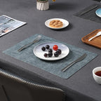 Myir JUN Dual Sided Faux Leather Placemats Set of 4 - Indoor/Outdoor Square Non-Slip Washable Table Mats (Gray Light Blue, Set of 4)