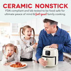 DASH Tasti-Crisp™ Ceramic Air Fryer Oven, 2.6 Qt., Cream – Compact Air Fryer for Healthier Food in Minutes, Ceramic Nonstick Surface, Ideal for Small Spaces - Auto Shut Off, Digital, 1000-Watt