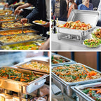 3 Packs Chafing Dish Buffet Set Stainless Steel Food Warmer with 8QT 3 Full Size Pans Portable for Parties Catering Buffet Servers and Warmers