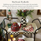 MACKENZIE-CHILDS Enamel Tea Kettle, Cute Tea Kettle for Stovetop, 2 Quarts, The Kilted