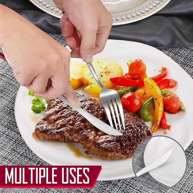 Gradient Red Silverware Set, 20-Piece Stainless Steel Flatware Set, Kitchen Dinnerware Set Service for 4, Include Knife/Fork/Spoon, Mirror Polished, Dishwasher Safe