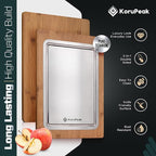 Double-Sided 100% Titanium Cutting Board with Bamboo Charcuterie Side – Pure Titanium Cutting Boards for Kitchen – Large(16"x12") Elegant Cutting Board w/Juice Groove & Wood Presentation Surface