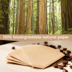 Niveaya 200 Count Coffee Filters #4, Unbleached Natural Brown Coffee Filters 8-12Cup, Disposable Cone Paper Fliters for Pour Over and Drip Coffee Maker