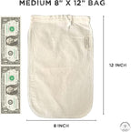 (1-Pack, Medium 8in x 12in) Organic Cotton Cold Brew Coffee Bag - Designed in California - Reusable Coffee Filter with EasyOpen Drawstring Cold Brew Maker for Pitchers, Mason Jars, & Toddy Systems