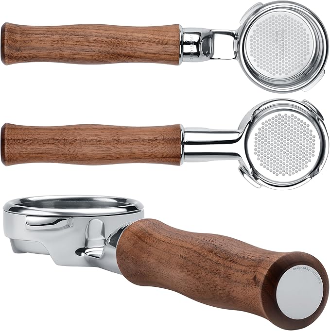 Normcore 58mm Slim Naked Portafilter with 18g Precision High Extraction Basket Fits Gaggia Classic Pro, Gaggia Carezza, Gaggia Cubika Plus Espresso Machines, Upgraded American Walnut Handle