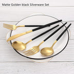 Matte Black Gold Silverware Set, 20-Piece Stainless Steel Flatware Set, Satin Finish tableware Cutlery Set, Service for 4, Home and Restaurant, Dishwasher Safe