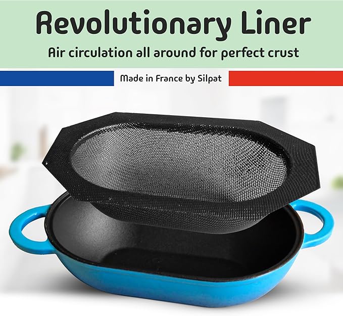 LoafNest: Incredibly Easy Artisan Bread Kit. Cast Iron Dutch Oven [Compact 2 qt size] and Perforated Non-Stick Silicone Liner.
