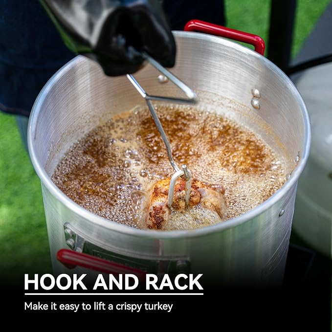 CreoleFeast Aluminum 30 Qt. Turkey Fryer Pot Set, 50,000 BTU Propane Turkey Fryer Burner for Outdoor Cooking, TFS3000L