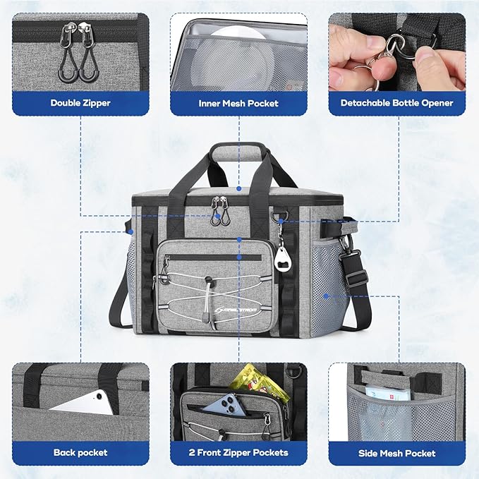 Maelstrom Soft Sided Cooler Bag, 30/40 Can Collapsible Insulated Ice Chest, Large Leakproof Camping & Travel Cooler for Kayaking & Beach