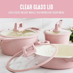 GreenLife 8 Piece Ceramic Nonstick Cookware Set, Induction Suitable Non Toxic PFAS-Free Pots & Pans, Dishwasher Safe, Cooking Set, Stock Pot, Saucepans & Frying Pans, Kitchen Cooking, Light Pink