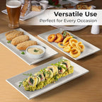 MIAMIO - Ceramic Serving Platter Set of 3 Large Serving Tray/Rectangle Serving Platters for Thanksgiving, Turkey, and Christmas - Microwave, Dishwasher, and Oven Safe Platter (30 x 15 cm)