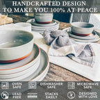 Mora Ceramic Flat Dinner Plates Set of 6, 10.5 in High Edge Dish Set - Microwave, Oven, and Dishwasher Safe, Scratch Resistant, Modern Dinnerware- Kitchen Porcelain Serving Dishes - Earl Grey