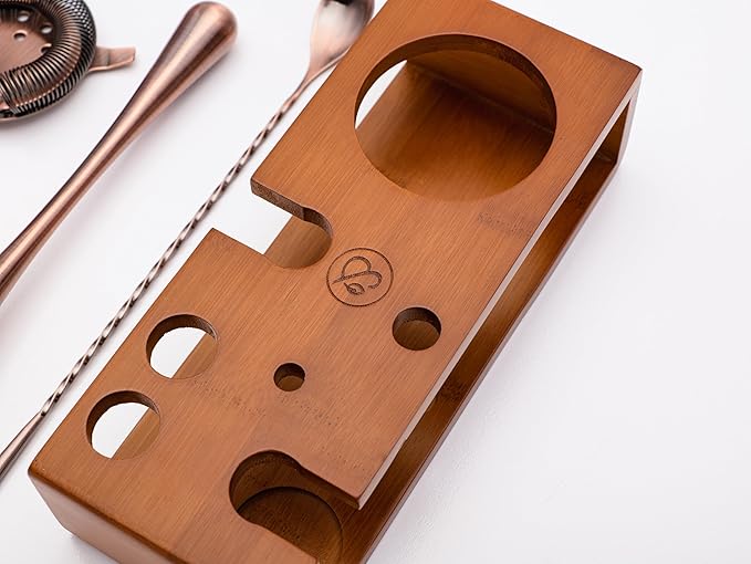 Mint & Mortar Cocktail Shaker Set, 7-Piece Bartender Kit with Stand, 24oz Martini Shaker Bottle Stainless Steel Bar Tools, Home Bar Accessories Drink Mixer, Barware Gift Set - Brushed Copper