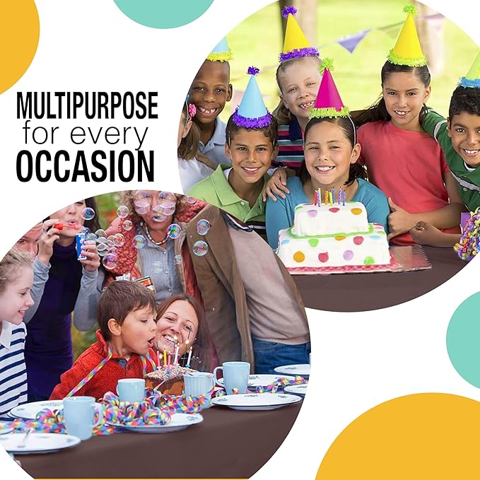 Exquisite Party Solids 54 Inch X 100 Feet Brown Plastic Table Cover Roll in A Cut - to - Size Box with Convenient Slide Cutter. Cuts Up to 12 Rectangle 8 Feet Plastic Disposable Tablecloths