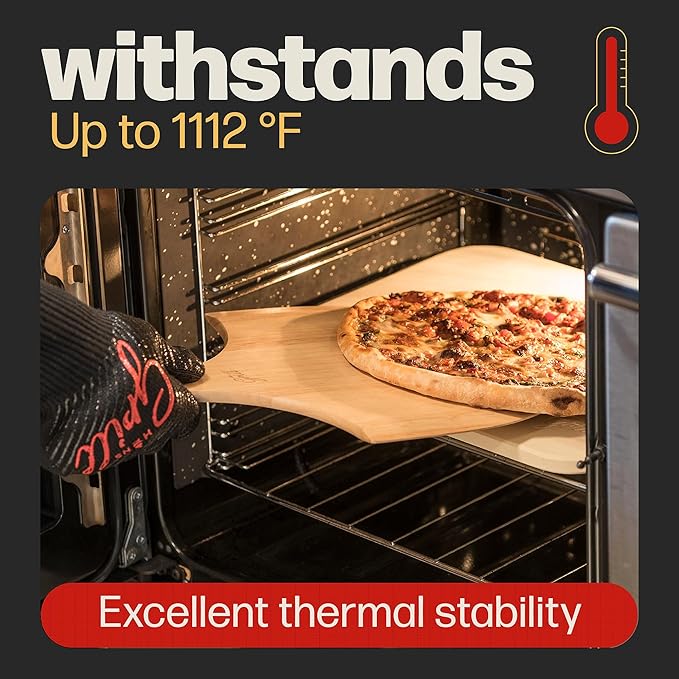 HANS GRILL PIZZA STONE | Rectangular Pizza Stone For Oven Baking & BBQ Grilling With Free Wooden Peel | Extra Large 15 x 12" Inch Durable Cordierite Cooking Stone.