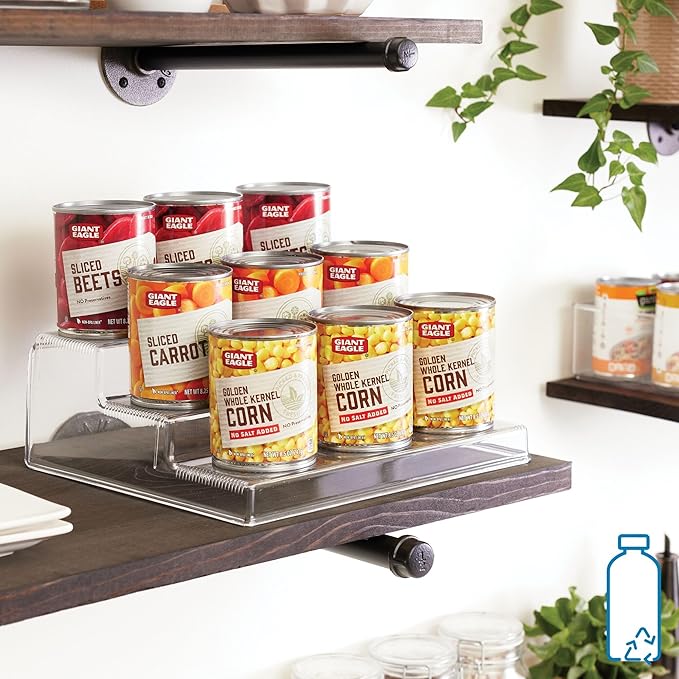 iDesign Recycled Plastic 3-Tier Spice Rack, The Linus Collection – 8.8" x 10.1" x 3.5”, Clear