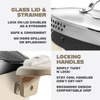 GOTHAM STEEL 5 Qt Ceramic Stock Pot Multipurpose Pasta Pot with Strainer Lid & Twist and Lock Handles, Nonstick Ceramic Pot for Soup, Spaghetti, Rice, Pots for Kitchen, Dishwasher Safe - Cream