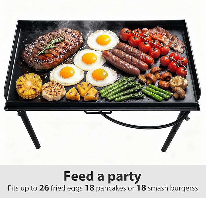 Utheer 32" x 14" Ceramic Nonstick Cast Iron Griddle for Camp Chef 2 Burner Stove, Fits SG60 EX60 DB60 YK60, Oven-Safe Up to 500°F, Rust-Resistant Flat Top Camp Chef Accessory, Easy to Clean