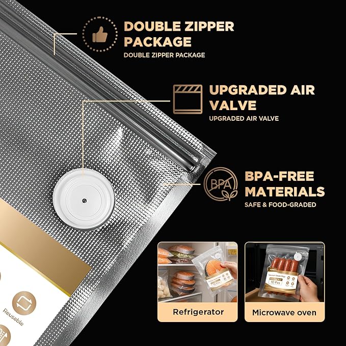 Vacuum Sealer Machine for Food Storage: Compact Food Sealer Saver 5X Fresh Longer, Handheld Detachable Water Tank, 10 PCS Vacuum Seal Bags for Kitchen Fridge Travel Seal Meal Mothers Day Gift For Wife