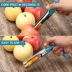 SCHVUBENR Premium Apple Corer Tool - Easy to Use and Clean - Sturdy Apple Remover with Sharp Serrated Tips - Stainless Steel Corers for Apple and Pear - Core Fruits with Ease (Blue)