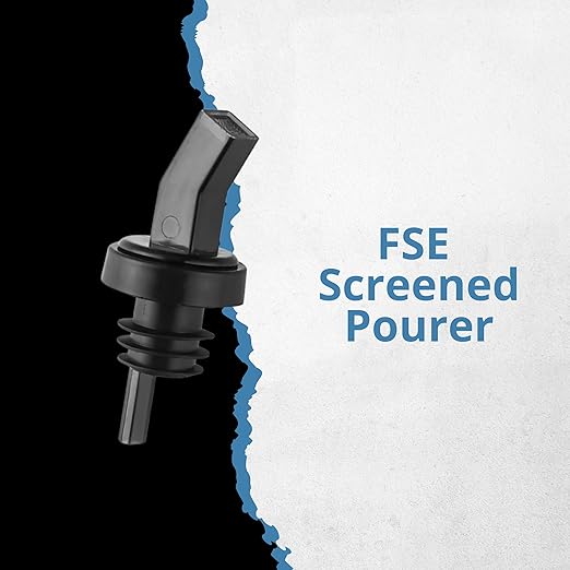 FSE SP Screened Pourer Set, Polycarbonate Square Design, Reusable and Clear, Ensures Enhanced Pour Control and Consistent Flow, Ideal for Fast-Paced Bars and Commercial Kitchens, Pack of 12