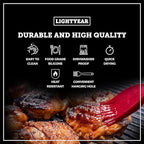 Lightyear Silicone Basting Pastry Brush Set (2 Pcs) ❘ 450°F Heat Resistant Oil Brush for Your Kitchen - Ideal For BBQ’s, Baking & Cooking | 100% Food Grade Silicone - BPA Free & Dishwasher Safe (Red)