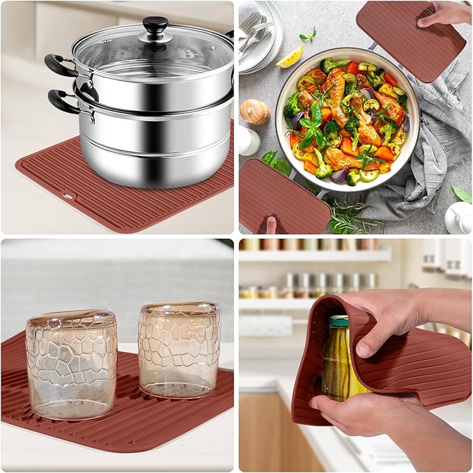 Silicone Trivet Mat Extra Large Heat Resistant Non-Slip Pot Holder Multi Purpose Kitchen Hot Pad for Hot Dish Mat Utensil Drying Rack 14.2"×11 "