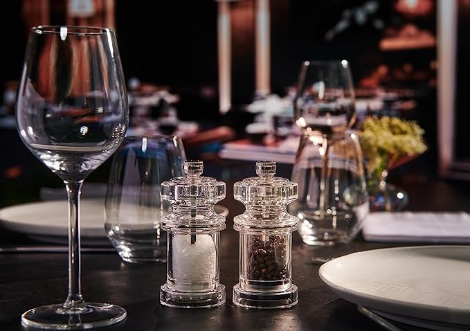 Cole & Mason 675 Refillable Spice Mill - Kitchen & Home Accessory - Table Pepper Grinder - Peppercorn Included - Acrylic - Pepper Mill 4.5"