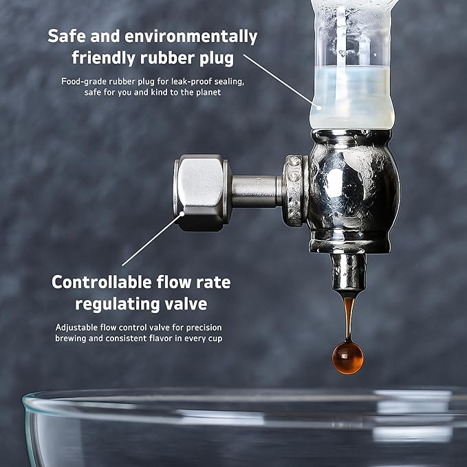 Nispira Cold Brew Drip Tower Iced Coffee Maker Glass Wooden Stand 25 Cups white