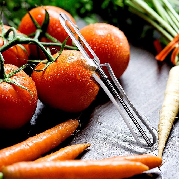 Mudder 10 Pieces Stainless Steel Fruit Vegetable Rotary Peeler Carrots Potatoes Peeling Tools for Home and Kitchen