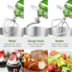 Aucma Stand Mixer,6.5QT 660W 6-Speed Tilt-Head Food Mixer, Kitchen Electric Mixer with Dough Hook, Wire Whip & Beater (Green-White, 6.5QT)