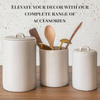 Ceramic Large Kitchen Utensil Holder for Countertop, 7"x5.9", Stable & Sturdy, Cooking Utensils Holder, Smooth & Matte Cream Color,Silicone Pads, Utensil Organizer for Kitchen Counter Decor