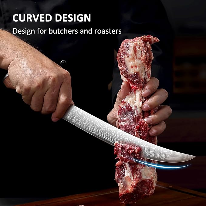 YOTSUBA Kitchen Knife Set with Block, High Carbon Stainless Steel Sharp Knife, with Gift Box (10 inch Break Knife)