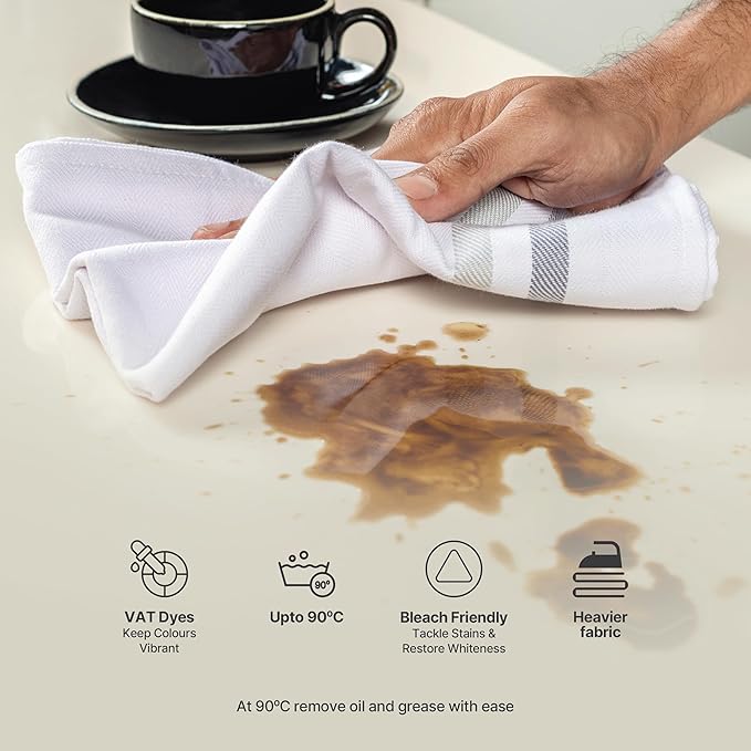 Premium Kitchen Towel (28”x20”, 12 Pack) 100% Cotton Dish Towels Cloths Large Hand Towels Tea Towels for Kitchen with Hanging Loop, Reusable Cleaning Cloths, Fast Dry Lint Free Linen | Gray Shades