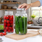 WELLIFE 1 Pack 64oz Wide Mouth Mason Jars,Half Gallon Mason Jar for Pickling, Canning, Fermenting and Food Storage, Microwave & Dishwasher Safe