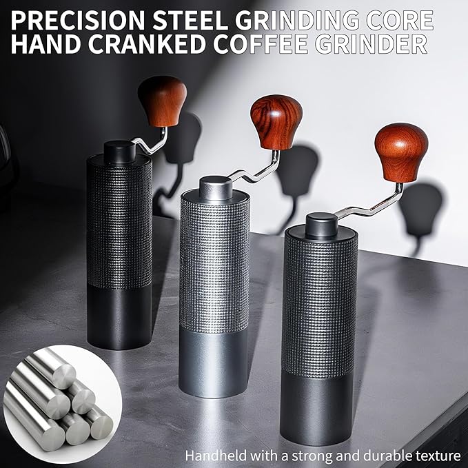 Manual Coffee Grinder, Adjustable Grinding Settings, Stainless Steel Burrs, Portable Hand-Cranked Coffee Grinder, For Espresso, Drip Filter, French Press Filter, Compact And Durable (black)