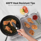 600ºF Heat Resistant Kitchen Tong: U-Taste 7 inch Silicone Cooking Tong with Firm Sealed Non Stick Rubber Tips & Silicon Coated 18/8 Stainless Steel Handle & Smooth Locking for Serving Salad (Black)