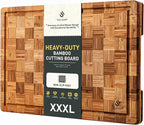 Extra Large Bamboo Cutting Board with Non Slip Feet and Over Sink Butcher Block Chopping Board Nice Solid Thick Wooden Juice Groove Big Xl XXl xlarge Best Hardwood Kitchen Counter Organic