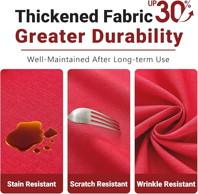Laolitou Table Cloth Rectangle Linen Waterproof Textured Red Tablecloth, Washable Wrinkle Free Spill Proof Fabric Tablecloths for Dining Table Farmhouse Kitchen Holiday, 60x104 Inch