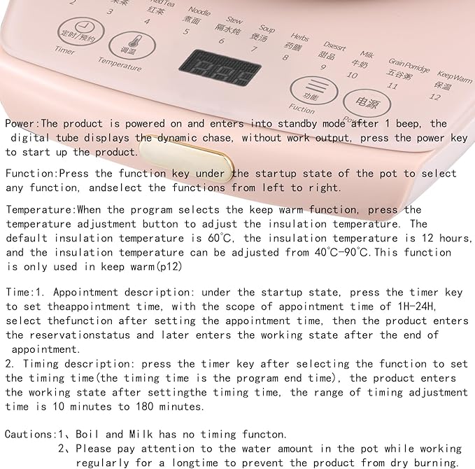 Health Pot Electric Kettle with Infuser,Smart Fruit Hot Tea Maker, Temperature Control and Tea Keep Warm, 12 Functional Procedures, 1.8 Liters of Capacity(pink)