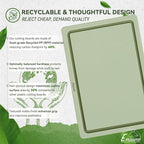 Empune Plastic Cutting Board Set, Recycled Plastic Cutting Boards for Kitchen (Set of 3), Dishwasher Safe Large Chopping Board with Holder, Non-slip Feet and Juice Grooves, Nonporous, Green