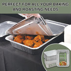 INFINITY EL Disposable Aluminum Foil Pan with Lids 10 Pack | Full Size Steam Shallow 20.5" x 12.5" x 2" Heavy Duty Aluminum Pan with Lids | Disposable Baking Pan for Roasting Turkey, Lasagna, Parties