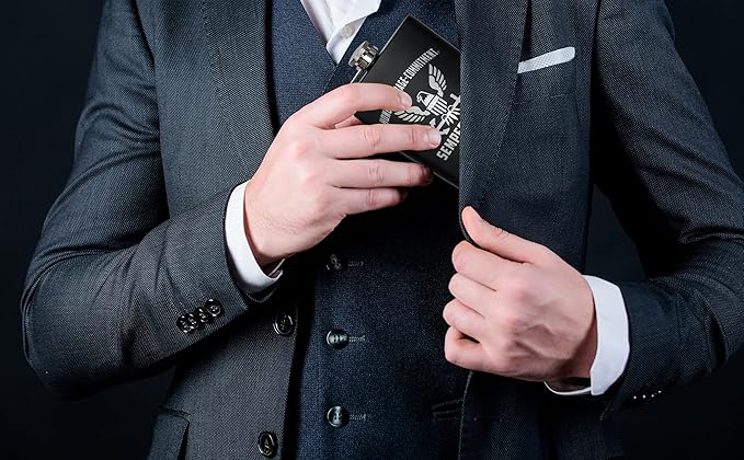 NAVY 8 oz Flask | Stainless Steel Hip Flask for Liquor – Matte Black, Great Gift Idea for Veterans | Navy 8oz Flasks