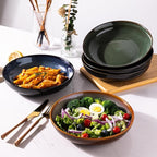 LERATIO Large Pasta Bowls,38oz Ceramic Pasta Bowls,9.0" Reactive Glaze Pasta Bowl Set of 6,Microwave & Dishwasher,Oven Safe,Wide Serving Bowls for Salad,Pasta,Fruit,Scratch Resistant-Colorful