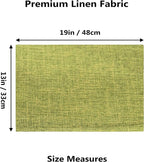 Home Brilliant Green Placemats Set of 8 Washable Place Mats Linen Placemats Heat Resistant Table Mats for Wooden Table Indoor Outdoor Decor, Lime Green