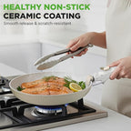 NutriChef 18-Piece Ceramic Cookware Set with Detachable Handles, Non Stick Pots and Pans, PTFE-Free Natural Ceramic Coating, Space-Saving Design, Oven & Stove Safe, Includes Utensils, Green